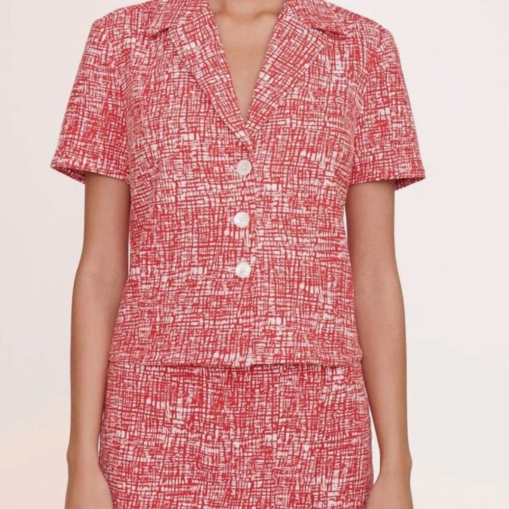 STUAD NICOLA TOP | PAPAYA CROSSHATCH